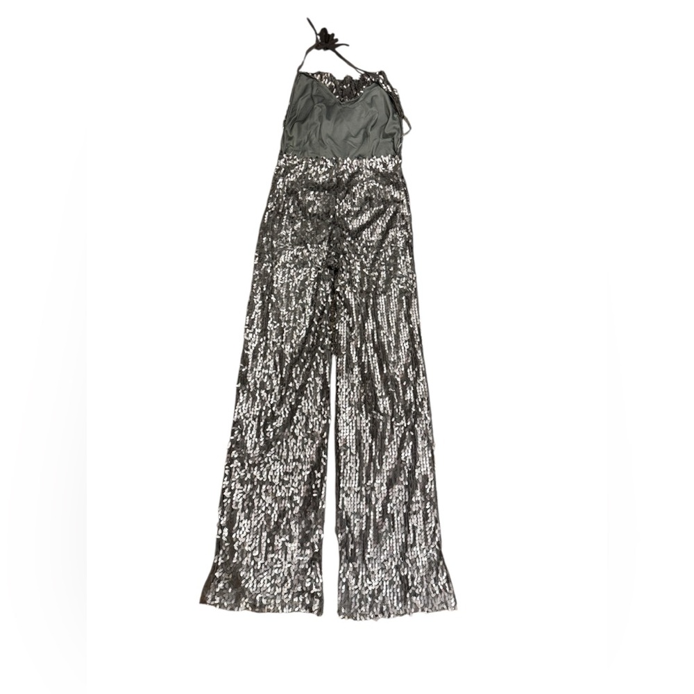 Adixion Silver Sequin Halter Jumpsuit size S - Picture 6 of 7